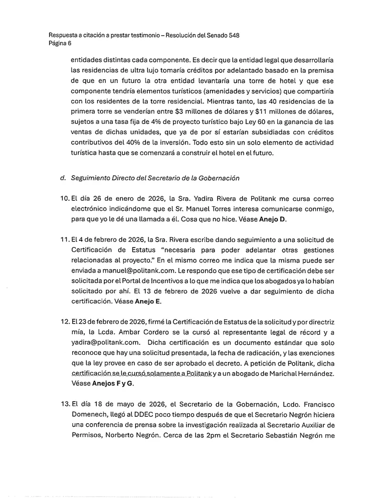 Página 6 de Declaración jurada de Ernesto J. Zayas García